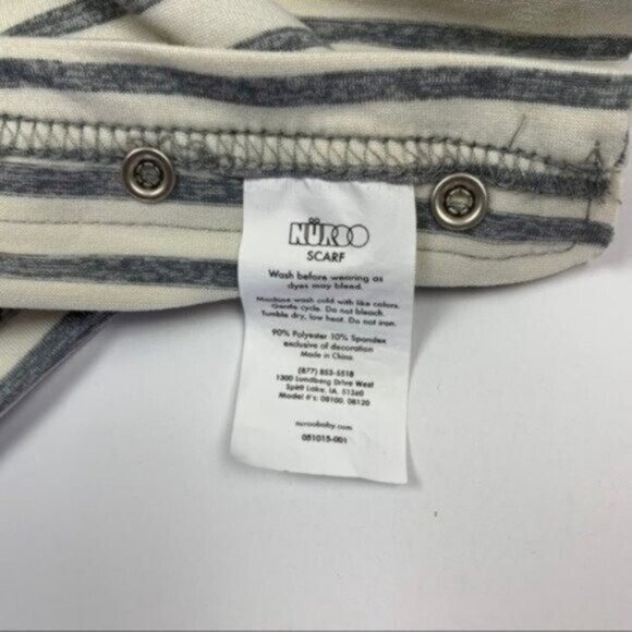Nuroo Nursing Scarf Gray White Stripe Convertible Breastfeeding Cover Soft - Picture 5 of 7